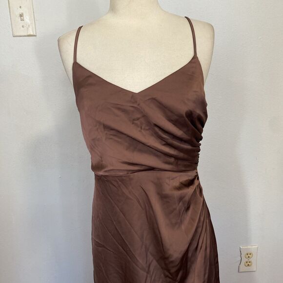 Birdy Grey Y2K Fairy Shiny Satin Long Bridesmaid Prom Leg Slit 90s HOCO Dress S - Picture 3 of 13